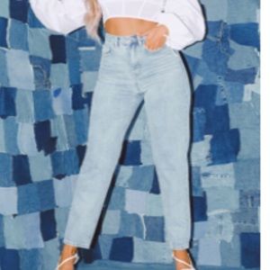 PLT light wash mom jeans